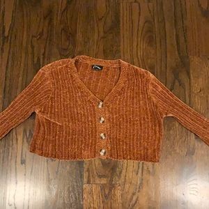 Orange Long sleeve crop top